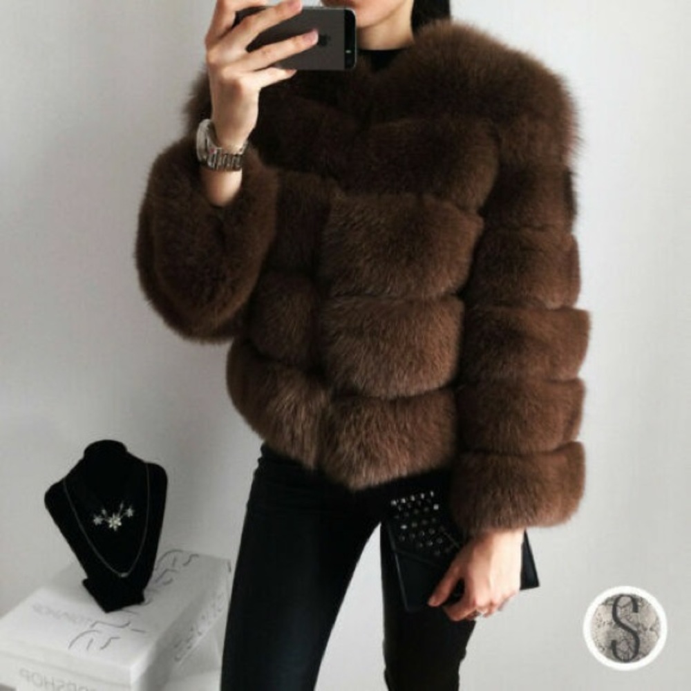 Popski London Kensington fox fur Jacket Olive Green Jacket